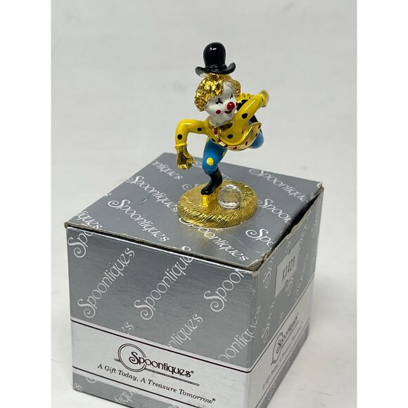 Spoontiques Pewter Gold Roller Blade Clown Swarovski Crystal Ball Miniture K1488 - Picture 5 of 6